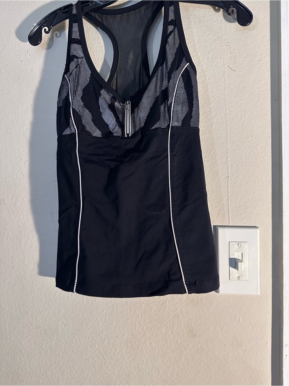 bebe Black Racerback Tank with Gray Mesh !Size large but fits like Small.